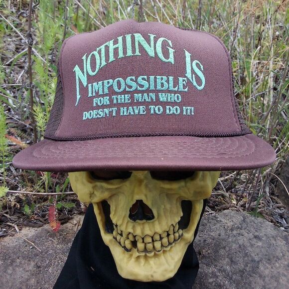 Deadstock Vintage Nothing Is Impossible Joke Gag Trucker Hat - Picture 1 of 7
